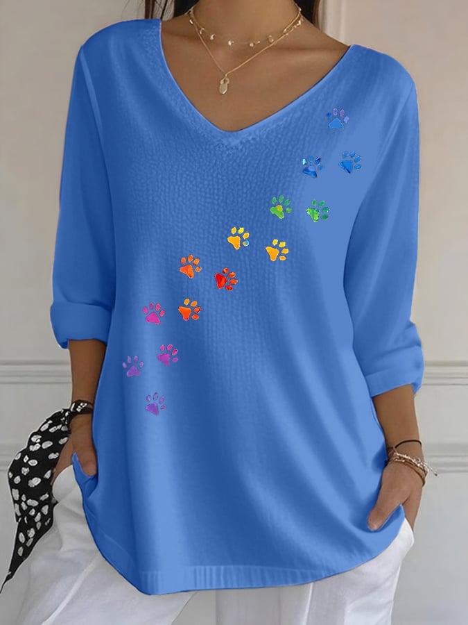 Women's Retro Animal Paw Print T-Shirt