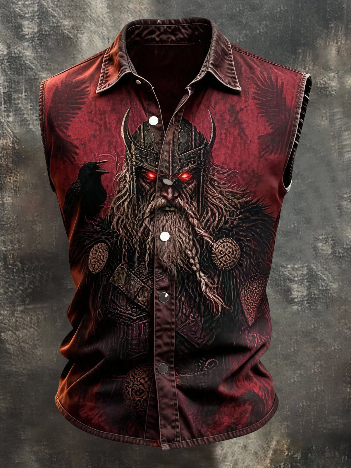 Men's Sleeveless Shirt with Vintage Viking Pattern Print
