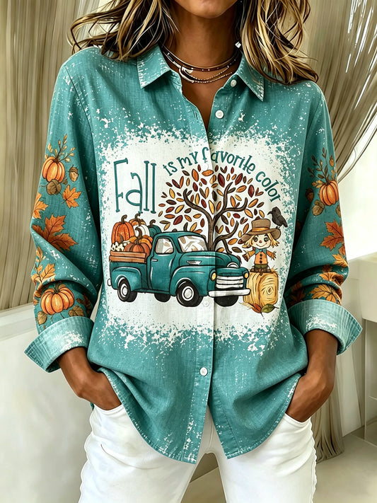 Women's Print Casual Collared Shirt