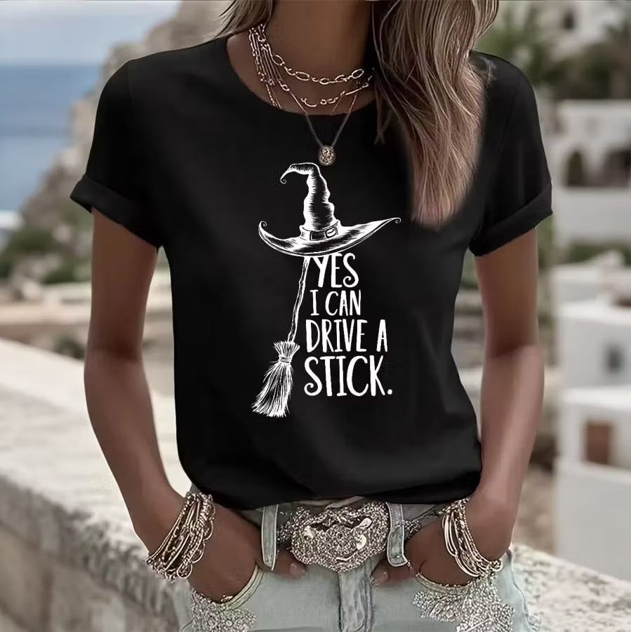 Yes I Can Drive A Stick Women's  Pattern Casual T-shirt