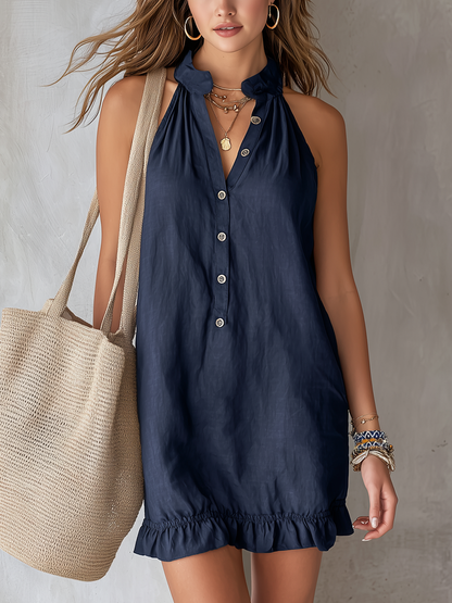 Relaxed Button-Front Mini Dress