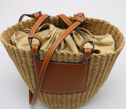 Mitsubishi Grass Handmade Oblique Woven Beach Straw Bag