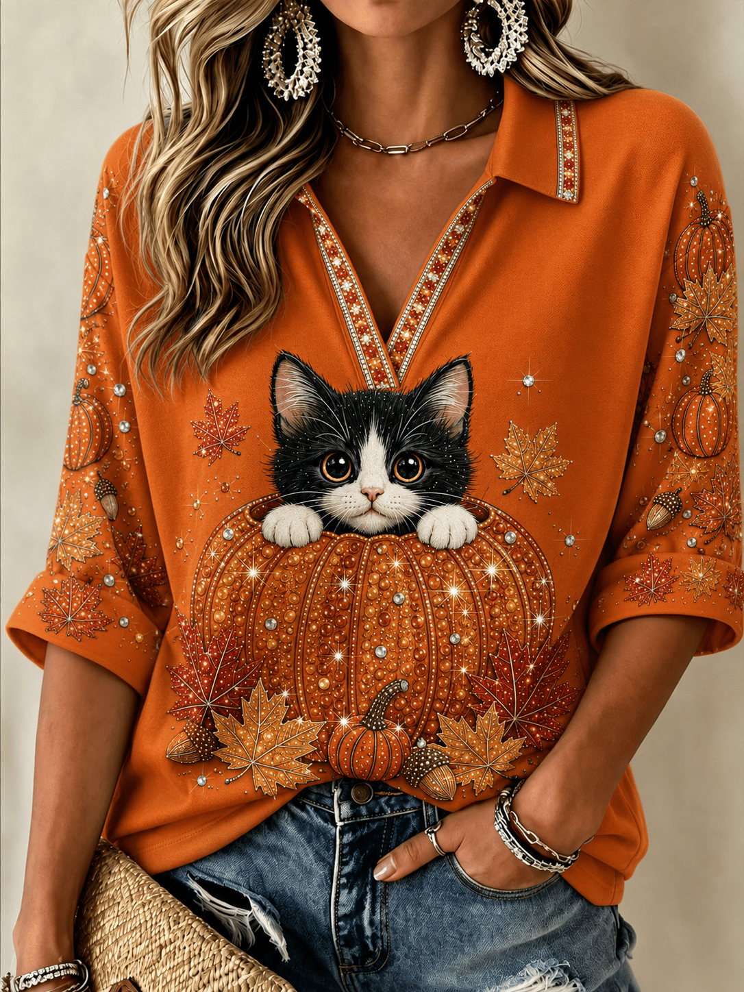 Women's Fall Animal Print T-Shirt
