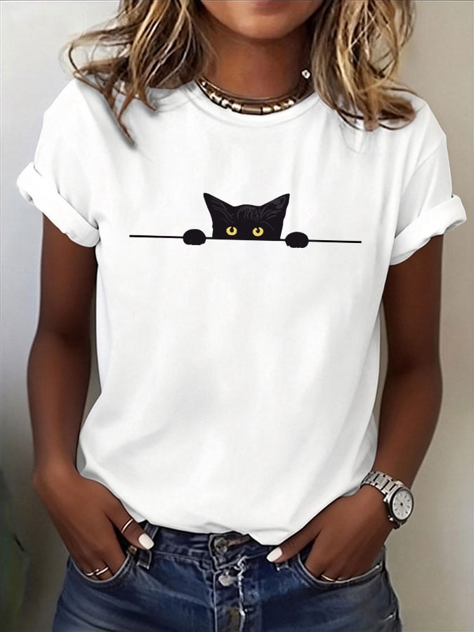 Women's Cat Print T-Shirt
