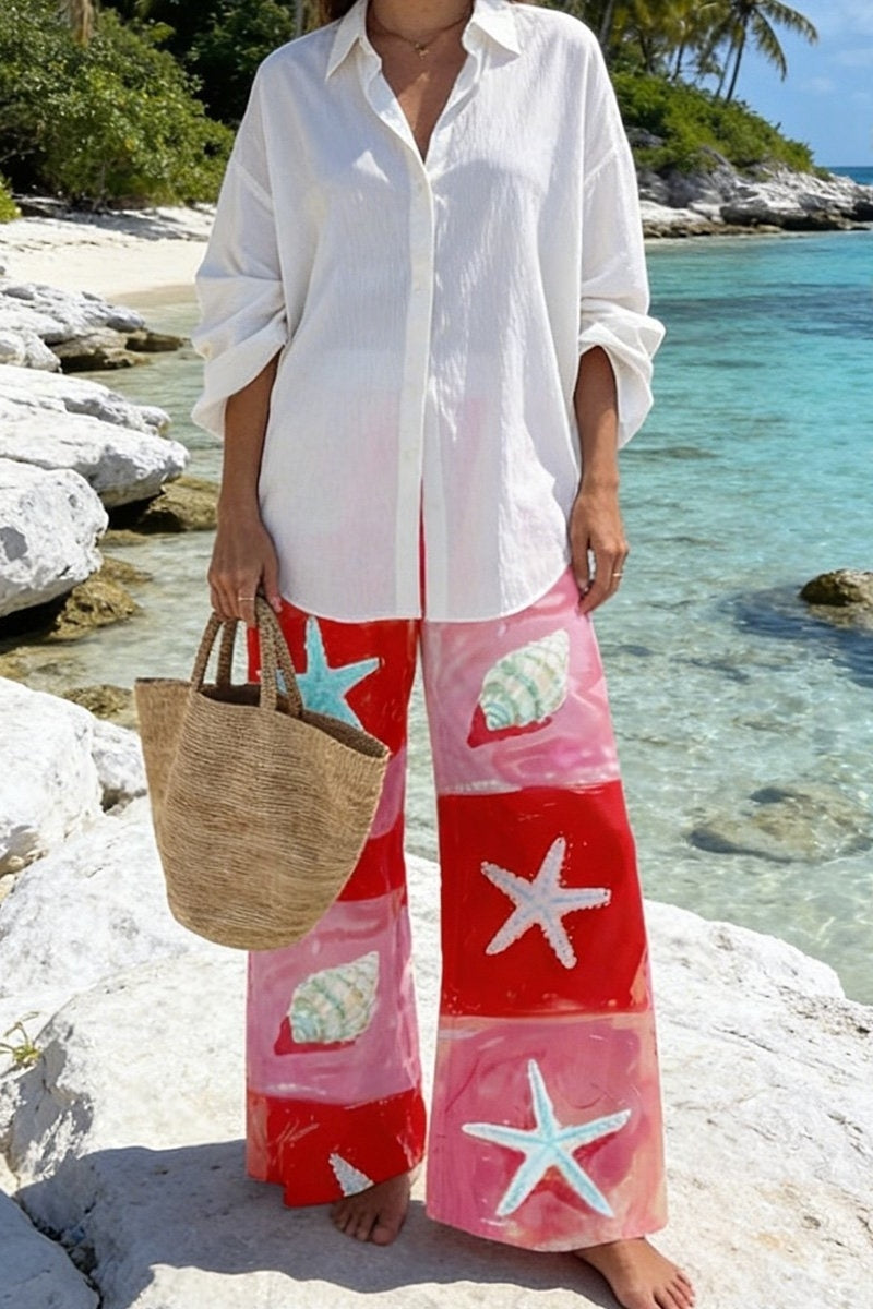 Conch Starfish Printed Casual Trousers