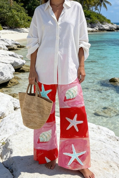 Conch Starfish Printed Casual Trousers