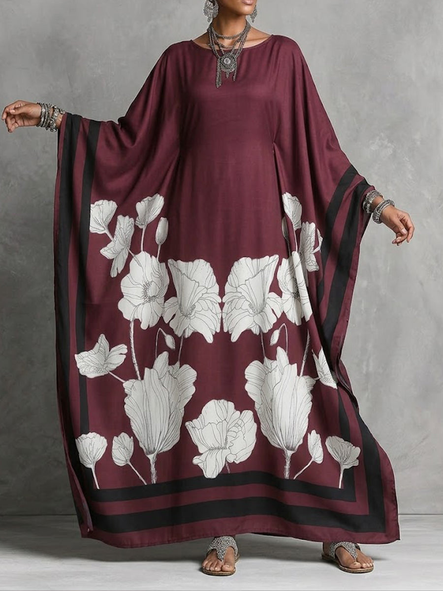 Comfortable, Stylish, And Extra-long Dress With Artistic Print