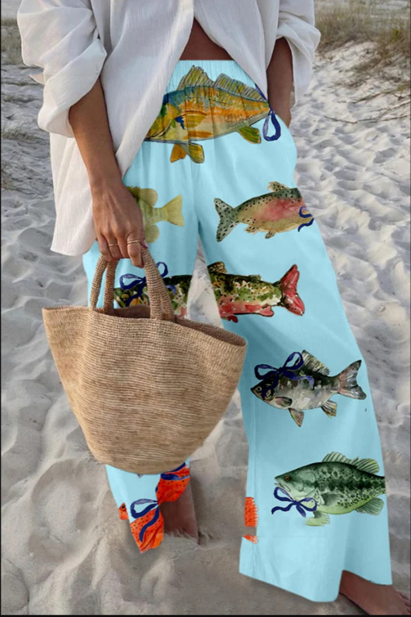 Conch Starfish Printed Casual Trousers