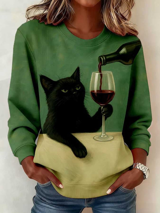 Women's Animal Print Crew Neck Sweatshirt
