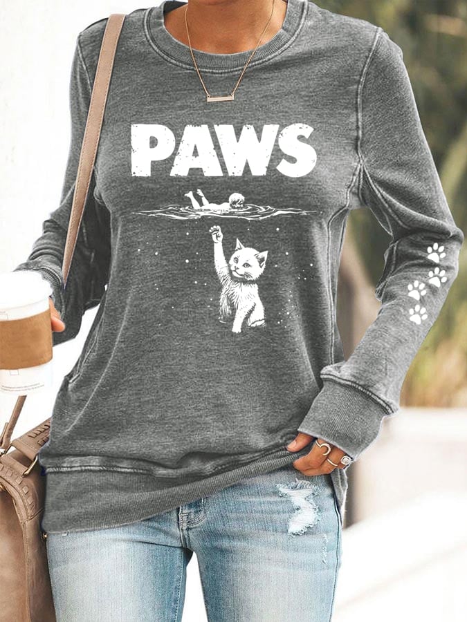 Women's Paws Cat Print Sweatshirt