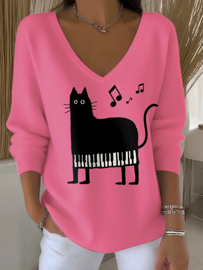 Women's Cute Cat Print Top