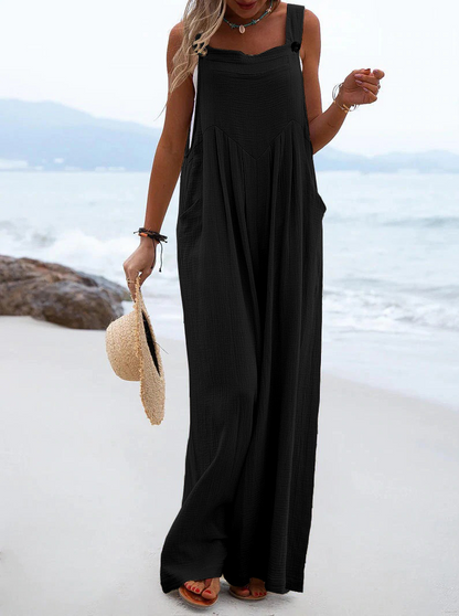 Women'S Multicolor Fashion Button Solid Color Wide Leg Jumpsuit