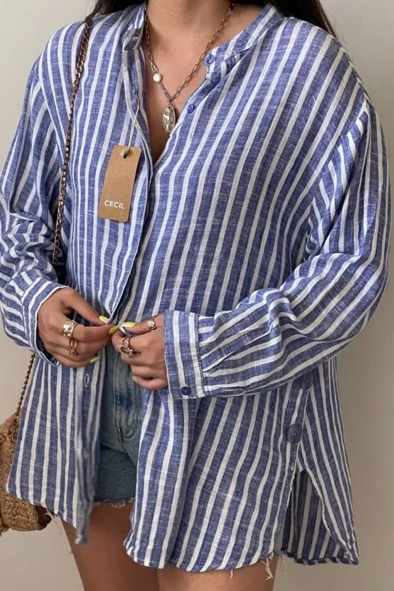 Striped Shirt With Buttons On The Side