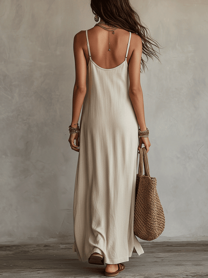 Effortless Bohemian Relaxed Linen Slip Maxi Dress