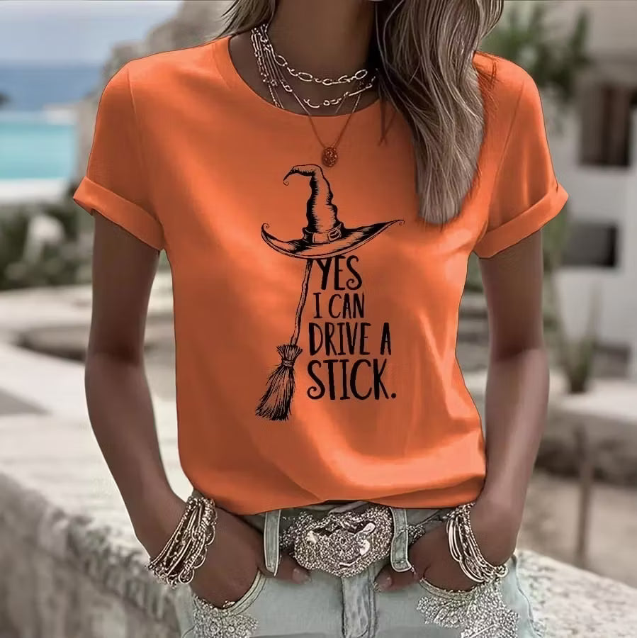 Yes I Can Drive A Stick Women's  Pattern Casual T-shirt
