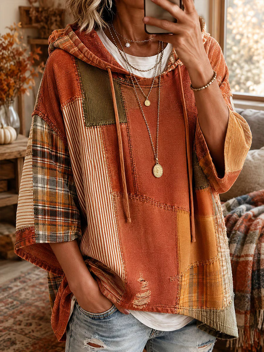 Women's Fall Patchwork Art Hoodie