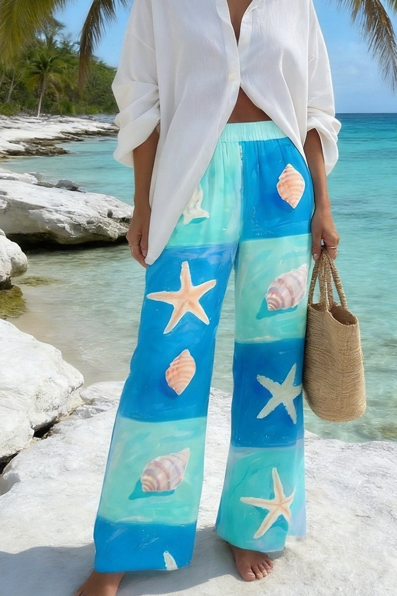 Conch Starfish Printed Casual Trousers