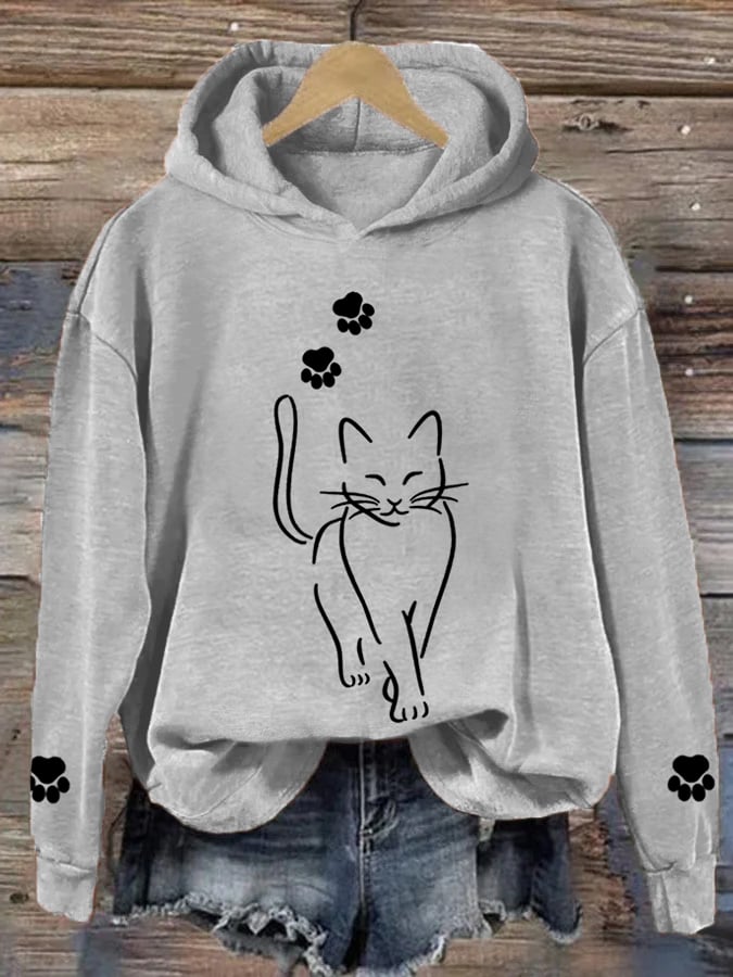 Women's Cute Cat Graphic Cat Mom Casual Hoodie