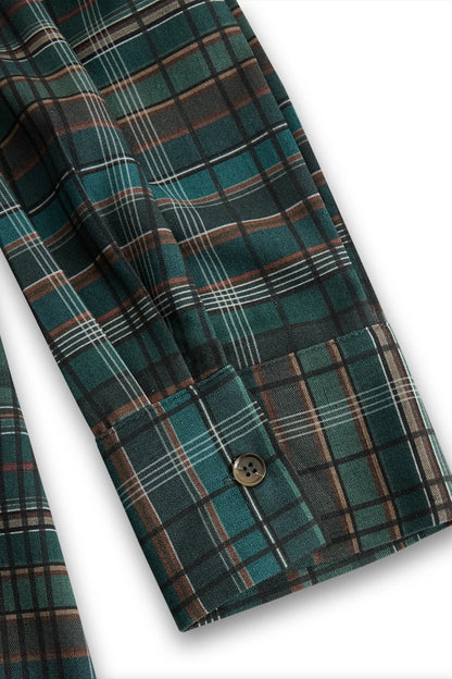 Women's Plaid Lapel Single-Breasted Shirt Maxi Dress