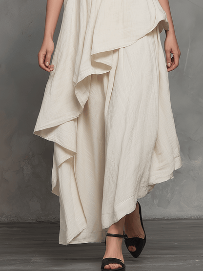 Bohemian One-Shoulder Asymmetric Layered Maxi Dress