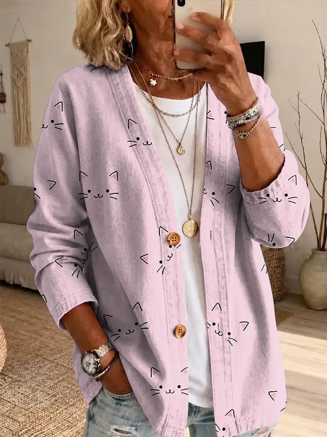 Women's Casual Printed Cardigan