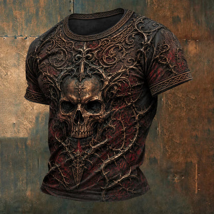 Men's Gothic Skull Art Print Casual T-shirt