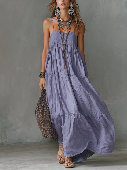 Boho Lavender Tiered Maxi Dress