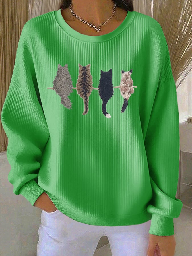 Women's Cute Cat Print Long Sleeve Top