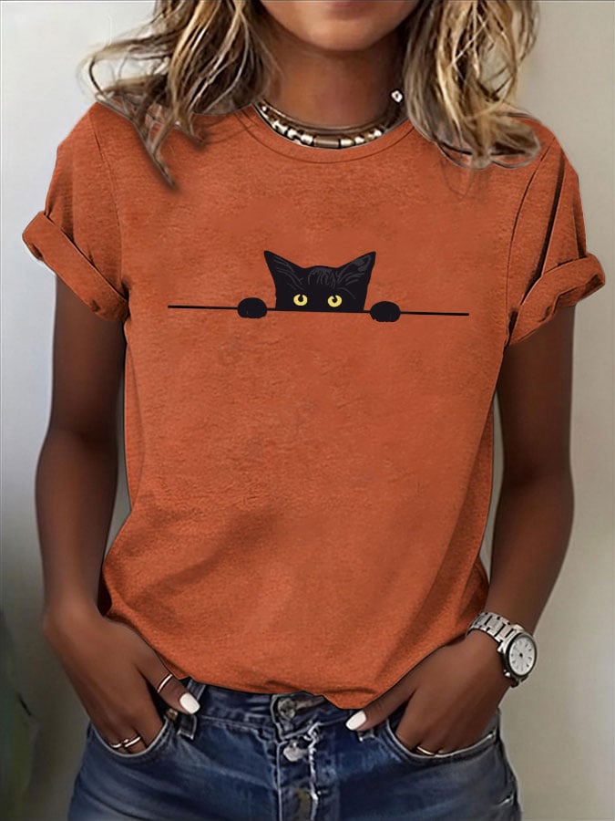 Women's Cat Print T-Shirt