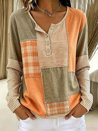 Women'S Casual Color-Block Printed Top
