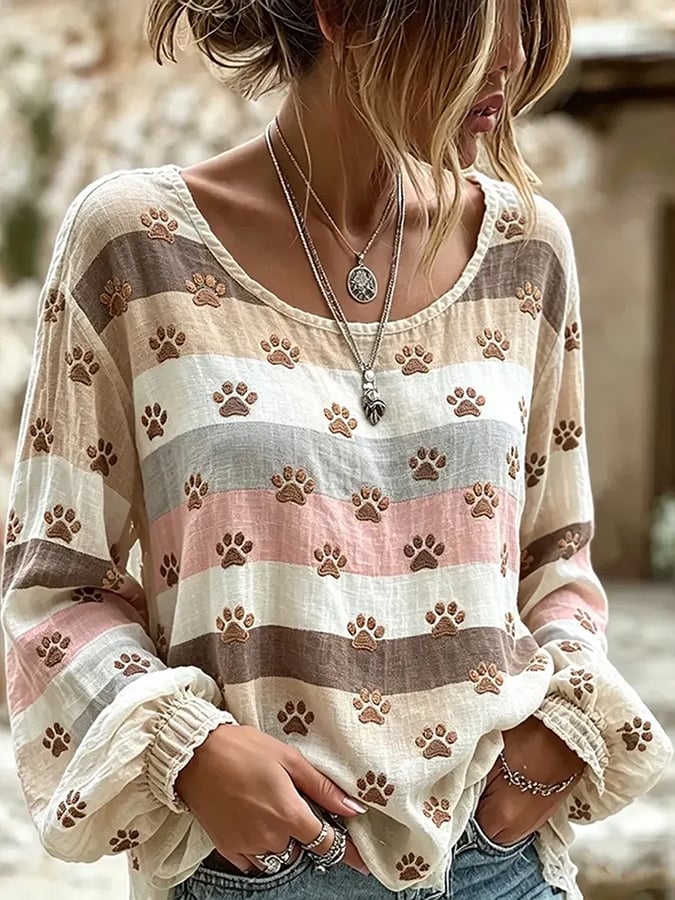 Women'S Casual Top With Cute Animal Print