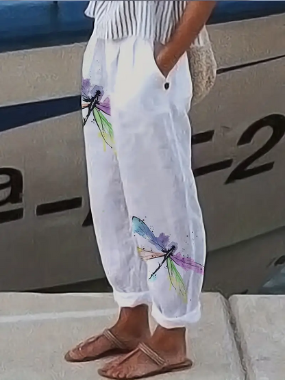 Boho Dragonfly Print Pants