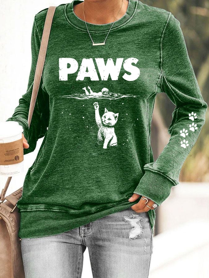 Women's Paws Cat Print Sweatshirt
