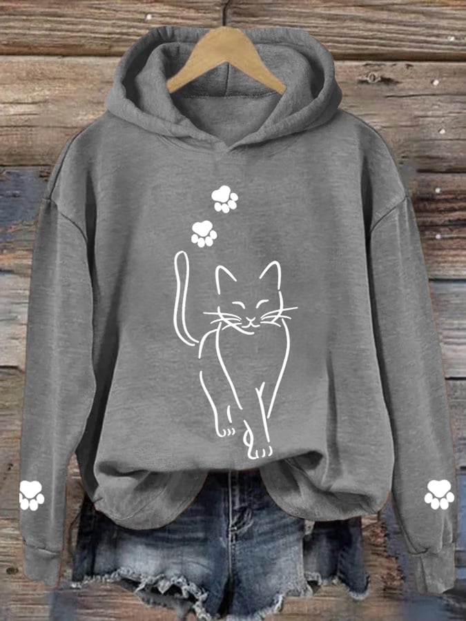 Women's Cute Cat Graphic Cat Mom Casual Hoodie