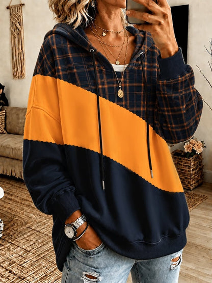 Women's Casual Color-Block Pattern Hoodie