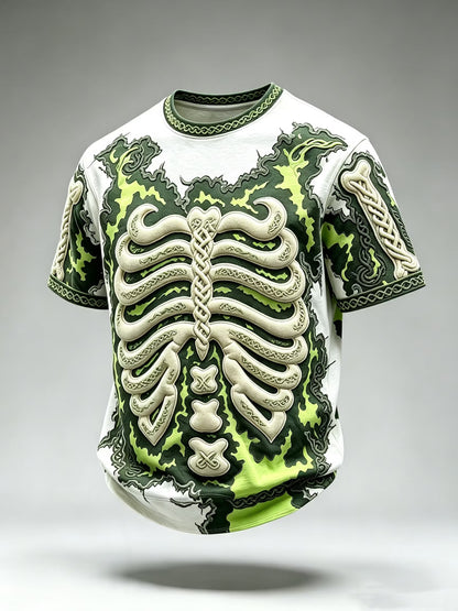 Men's Retro Halloween Celtic Rib Art Pattern Crew Neck T-shirt