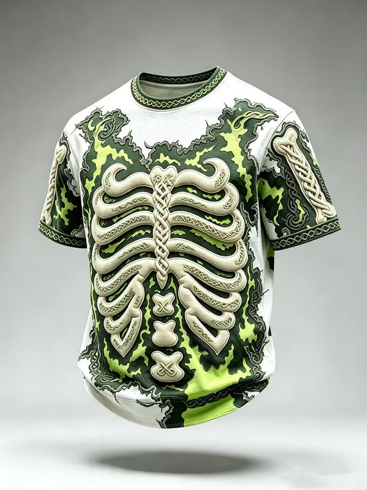 Men's Retro Halloween Celtic Rib Art Pattern Crew Neck T-shirt