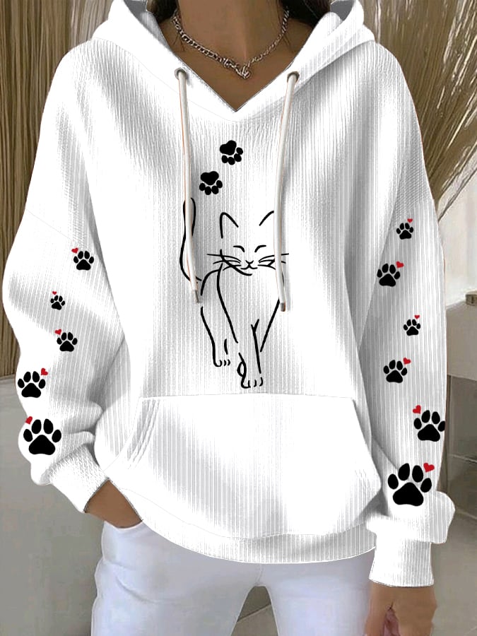 Women's Cat Print Casual Sweatshirt