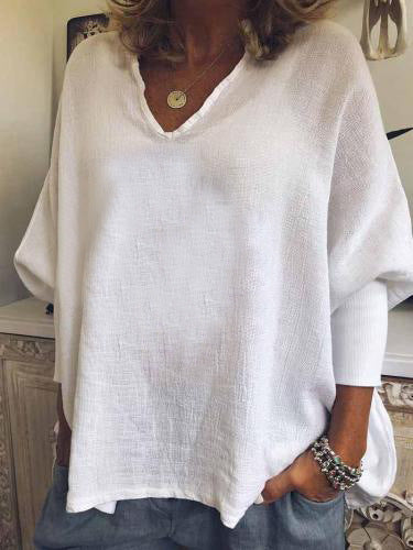 Loose Printed V-neck Top