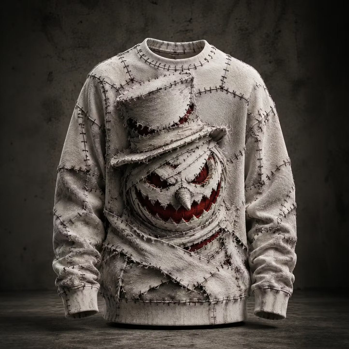 Men's Scary Snowman Stitched Graphic Print Casual Sweatshirt