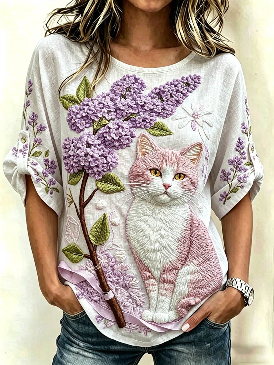 Women's Cat-Themed Top