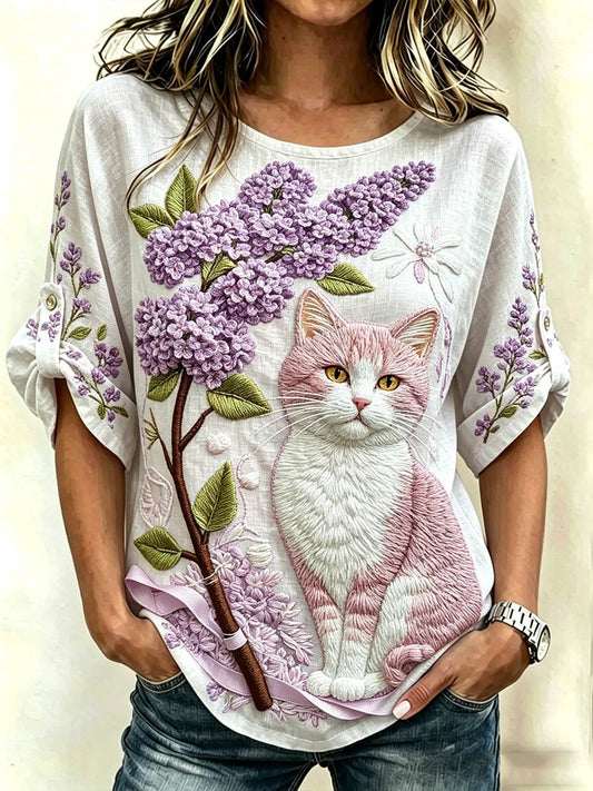 Women's Cat-Themed Top