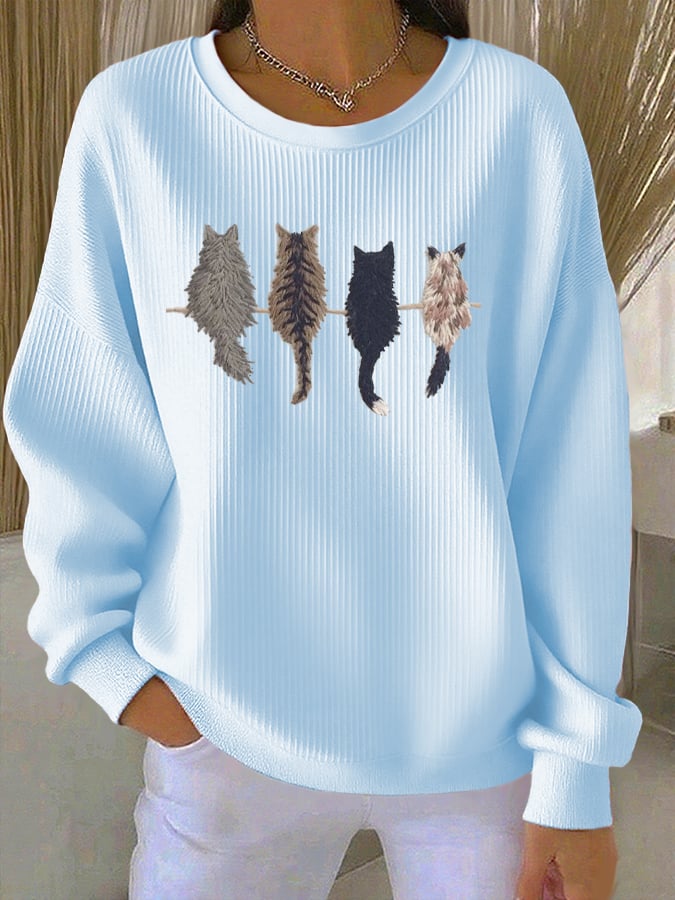 Women's Cute Cat Print Long Sleeve Top