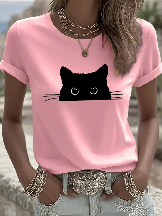 Women's casual cute cat T-shirt