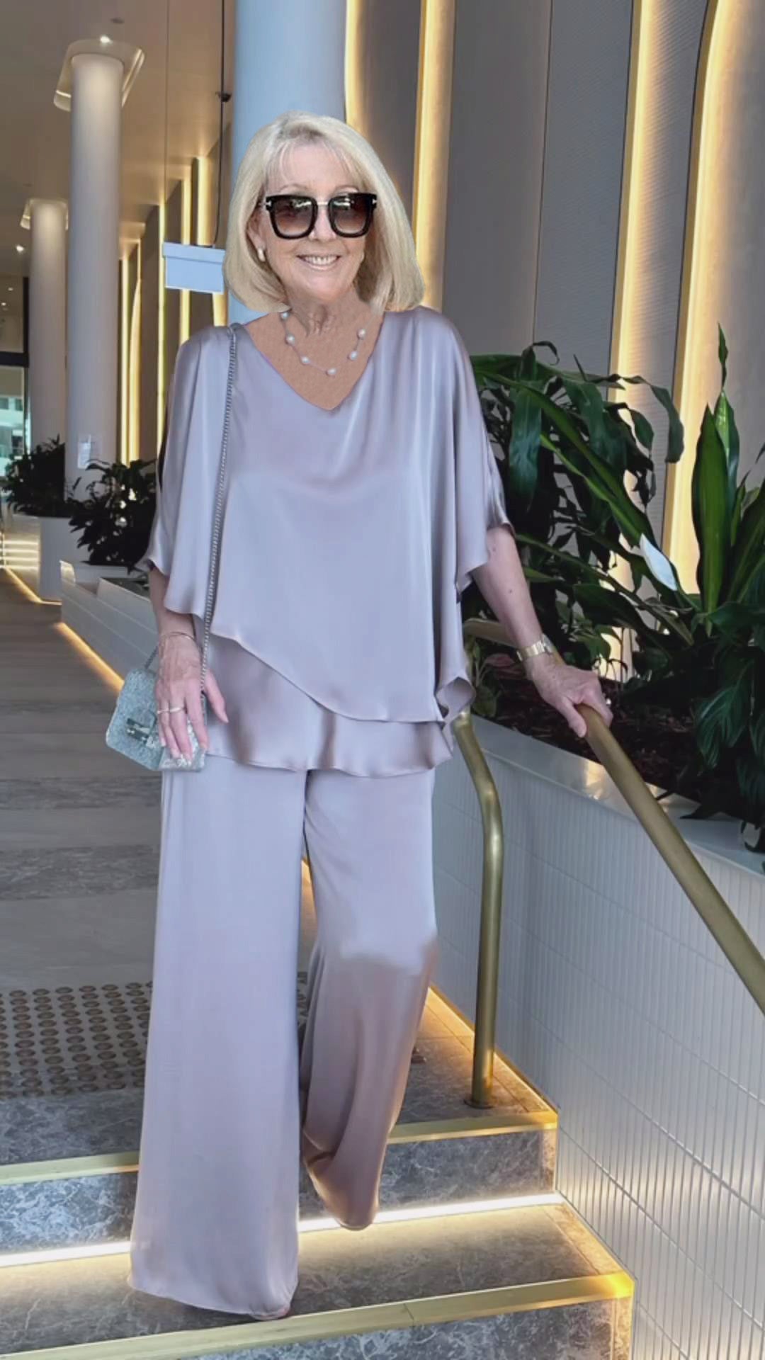 Plus Size Double Layer Tunic Pantsuit
