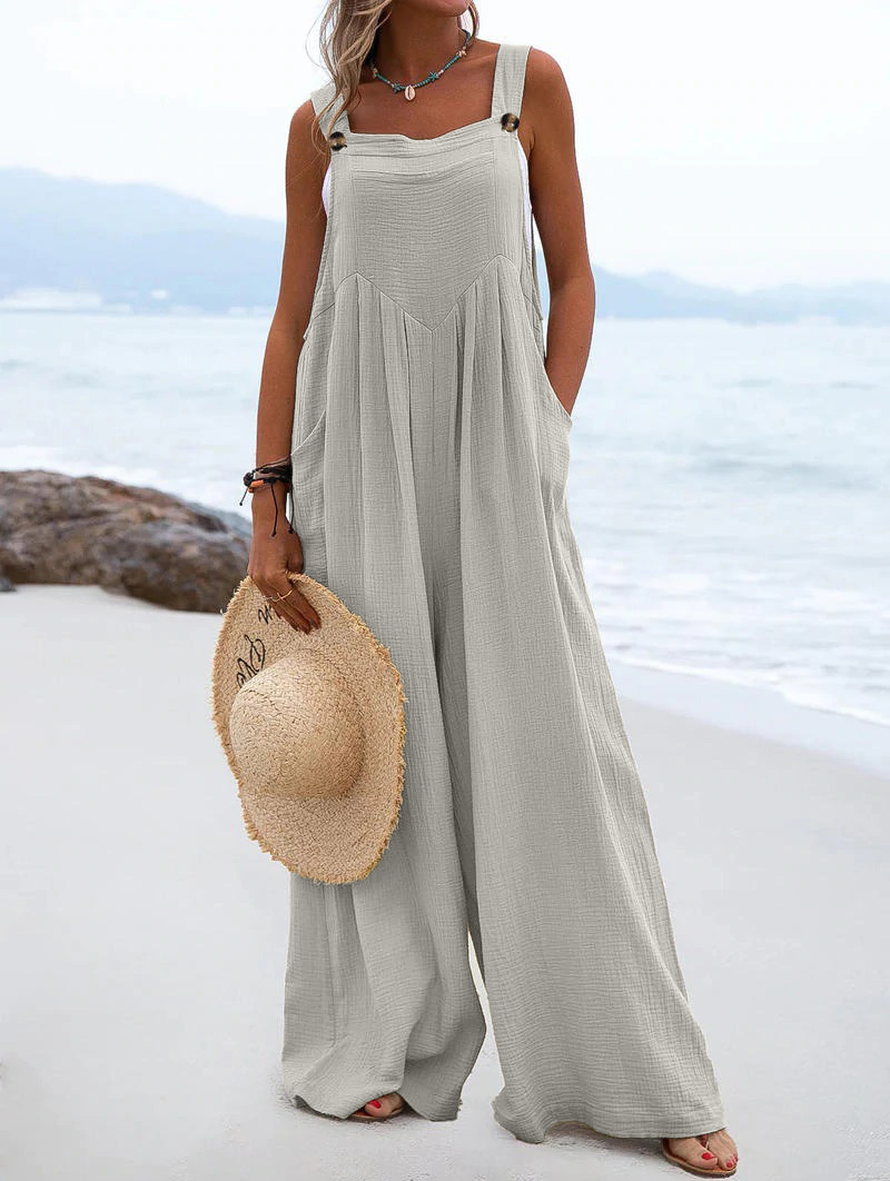 Women'S Multicolor Fashion Button Solid Color Wide Leg Jumpsuit