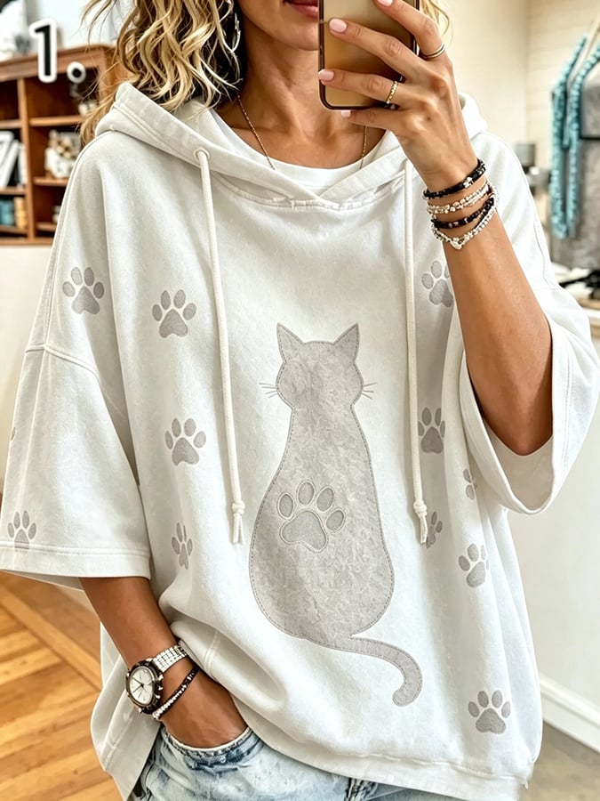 Women's Cat Printing Art Casual Top