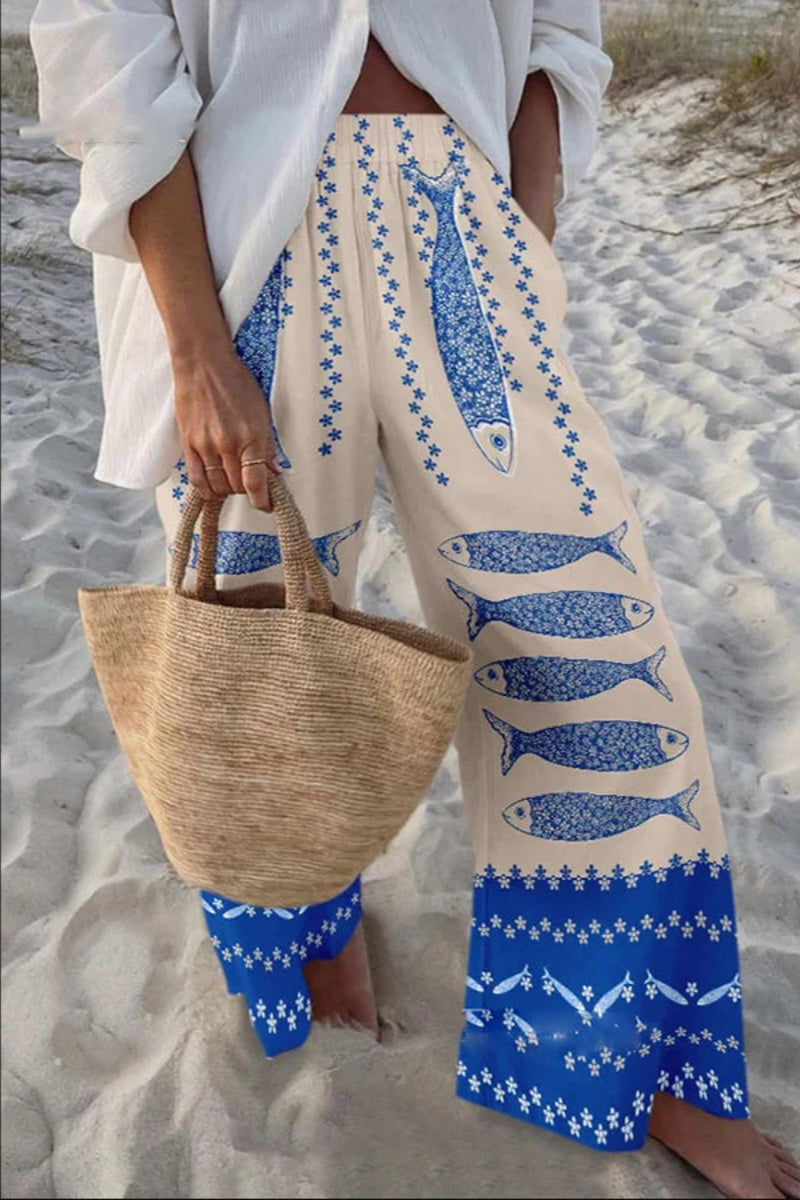 Conch Starfish Printed Casual Trousers