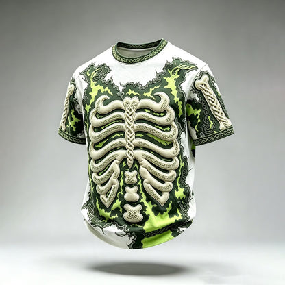 Men's Retro Halloween Celtic Rib Art Pattern Crew Neck T-shirt