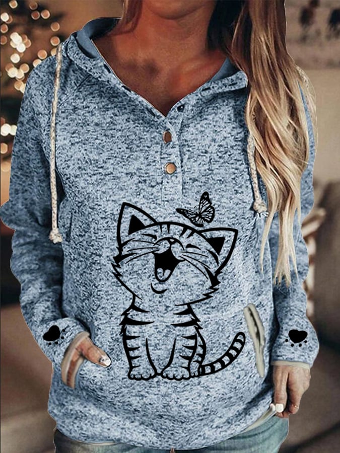 Women's Cute Cat Casual Hoodie